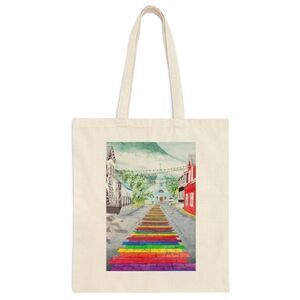 Iceland Reykjavik Rainbow Street Canvas Tote